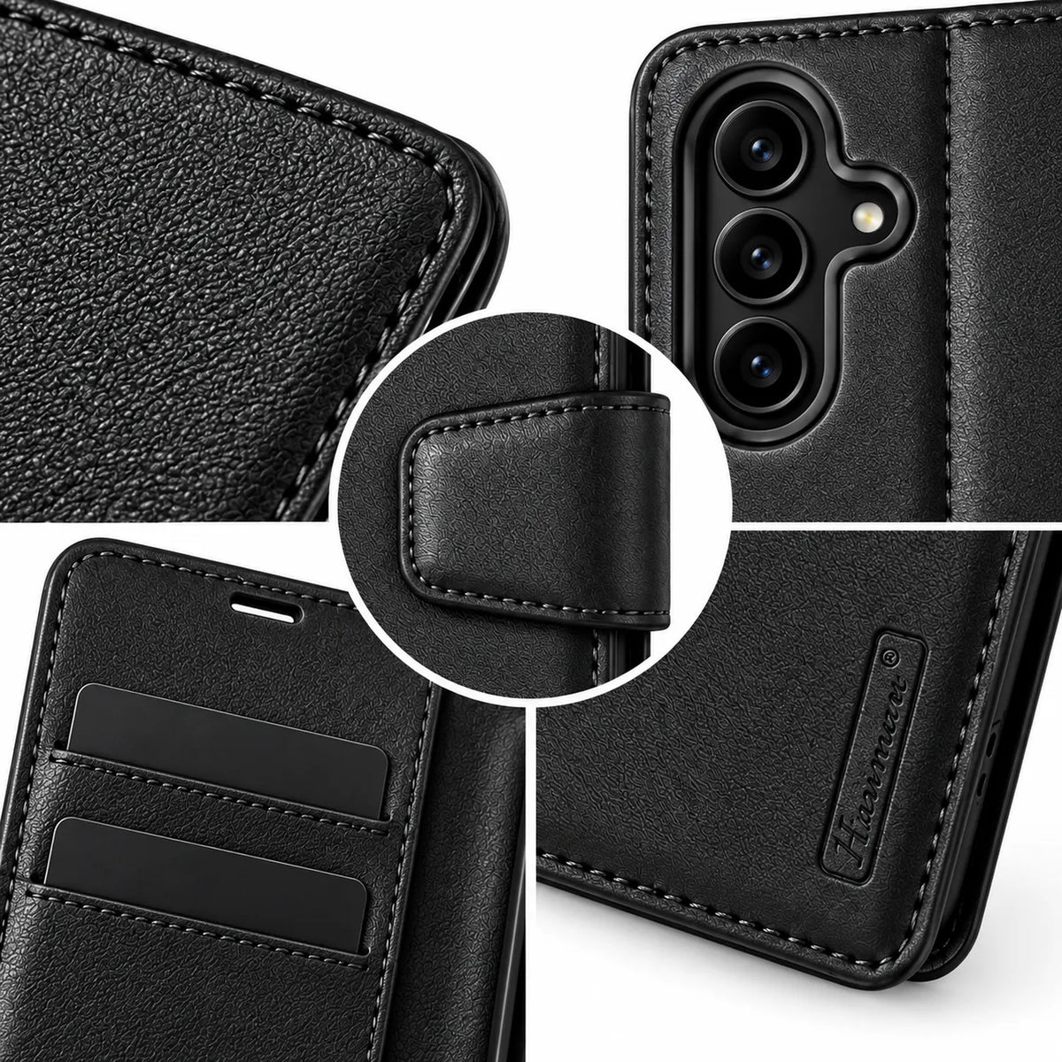 Samsung Galaxy S26 FE Flip Leather Wallet Case - Black