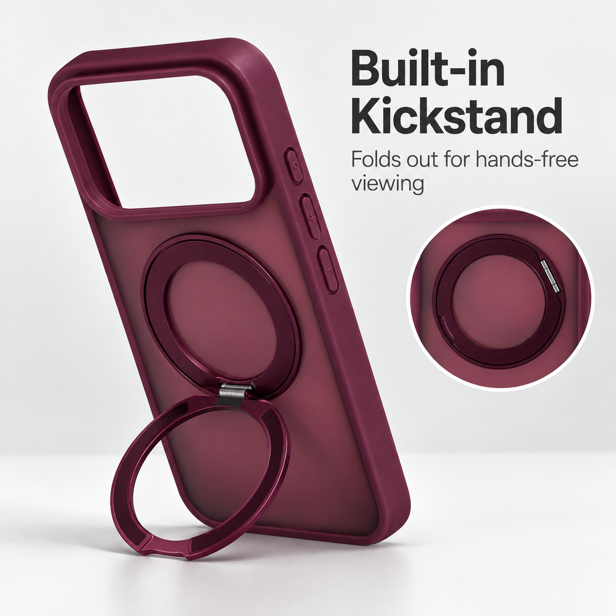 360 Degree Rotatable Ring Kickstand Case Dark Cherry
