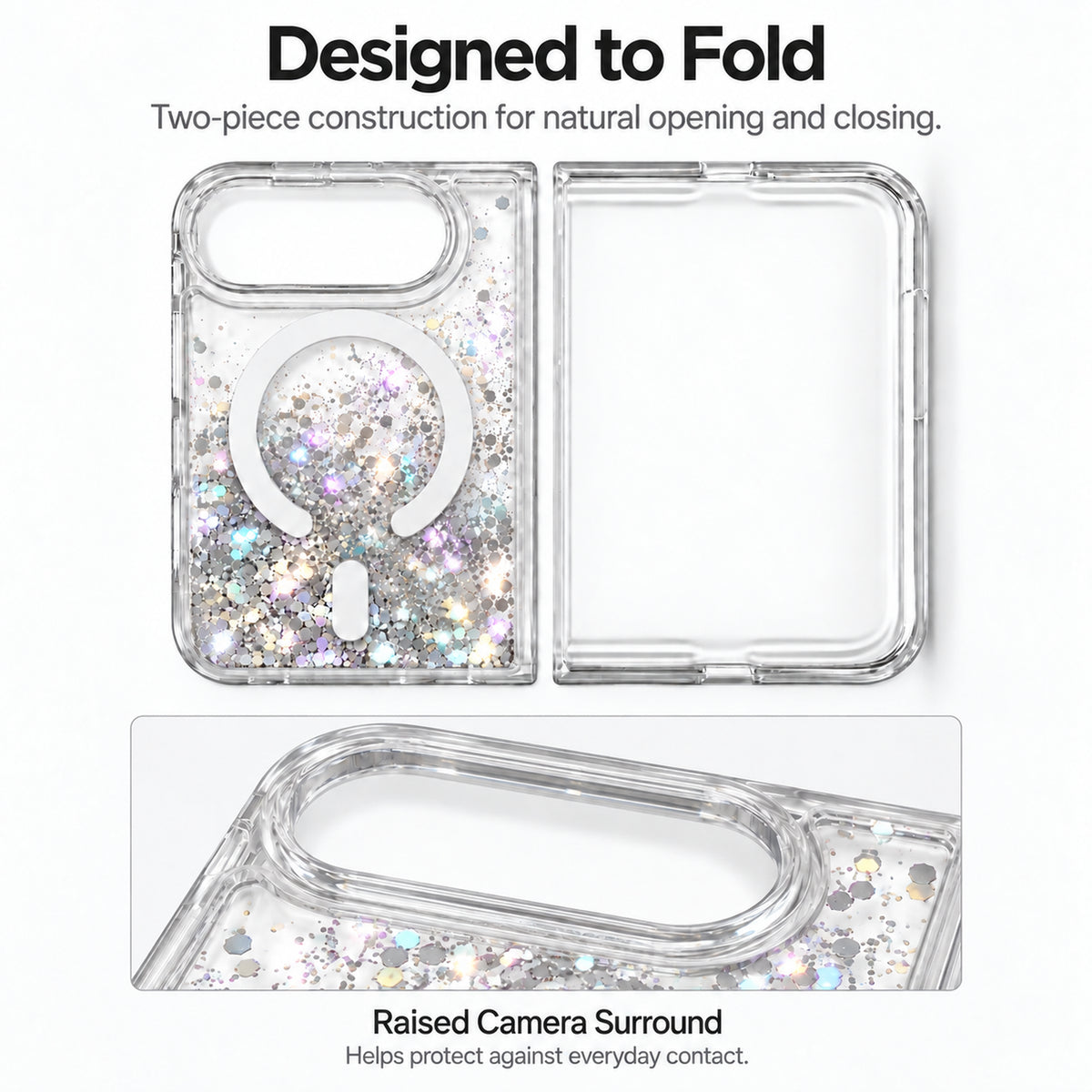 iPhone Duo Liquid Glitter MagSafe Case Silver