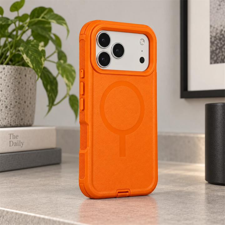 T SHINE Defender MagSafe Protective Case for iPhone 18 Pro – Orange
