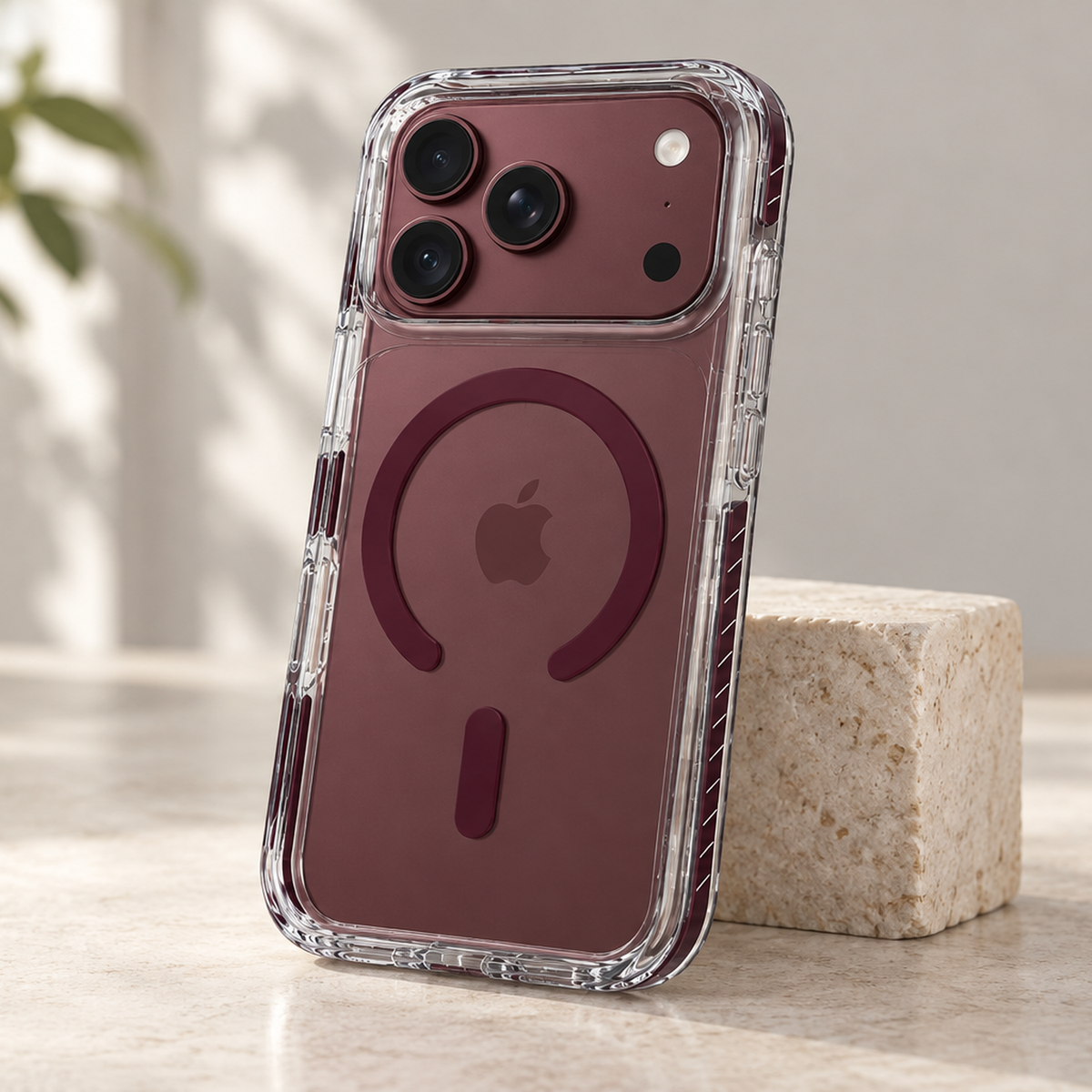 AeroBeam Clear Back Tough MagSafe Case Dark Cherry