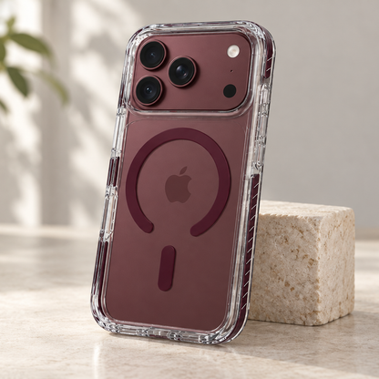 AeroBeam Clear Back Tough MagSafe Case Dark Cherry