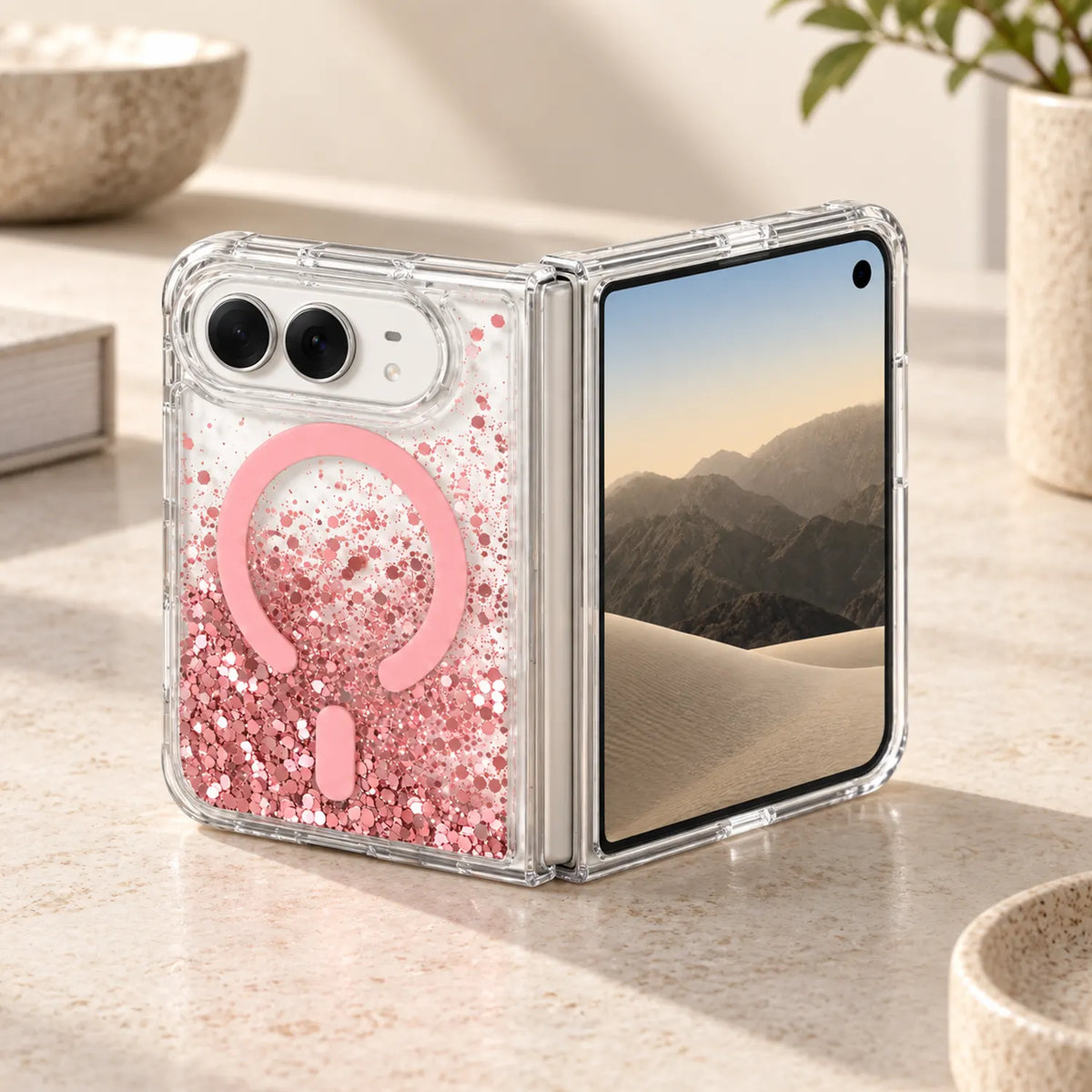 iPhone Duo Liquid Glitter MagSafe Case Pink