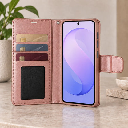 Samsung Galaxy S26 FE Flip Leather Wallet Case - Rose Gold