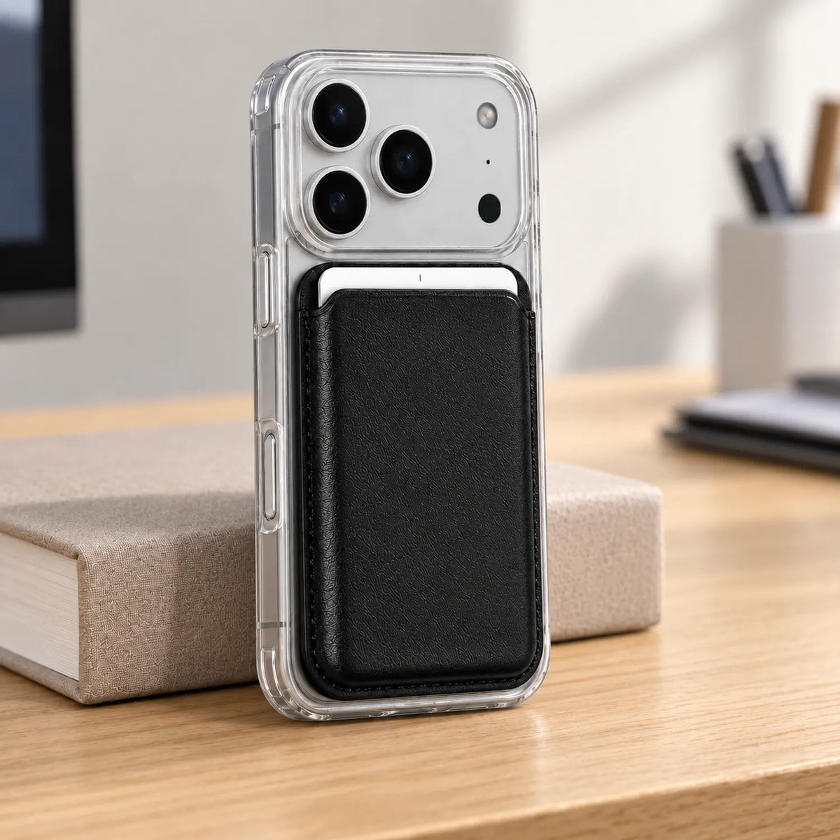 Foldable Magnetic Stand Card Wallet Black