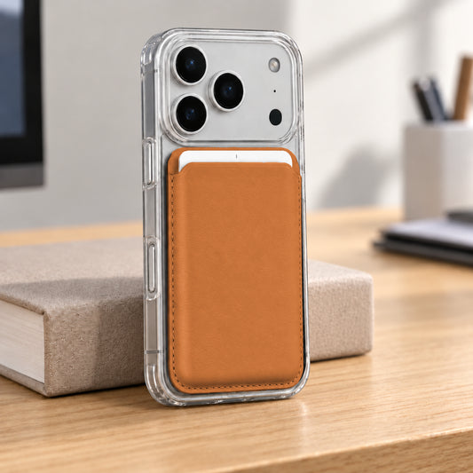 PU Leather Magsafe Card Wallet Brown