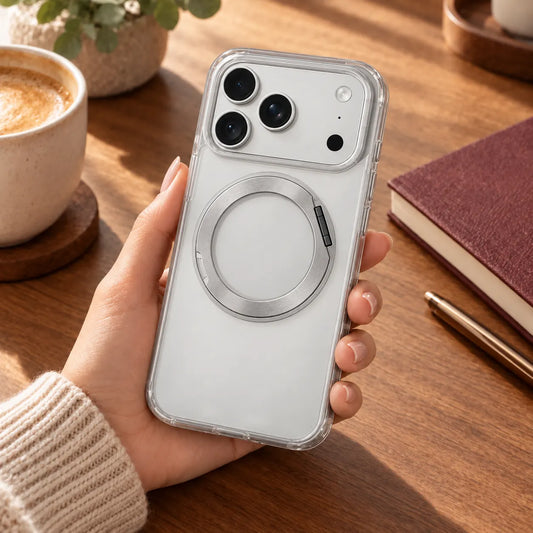 360 Degree Rotatable Ring Kickstand Case White