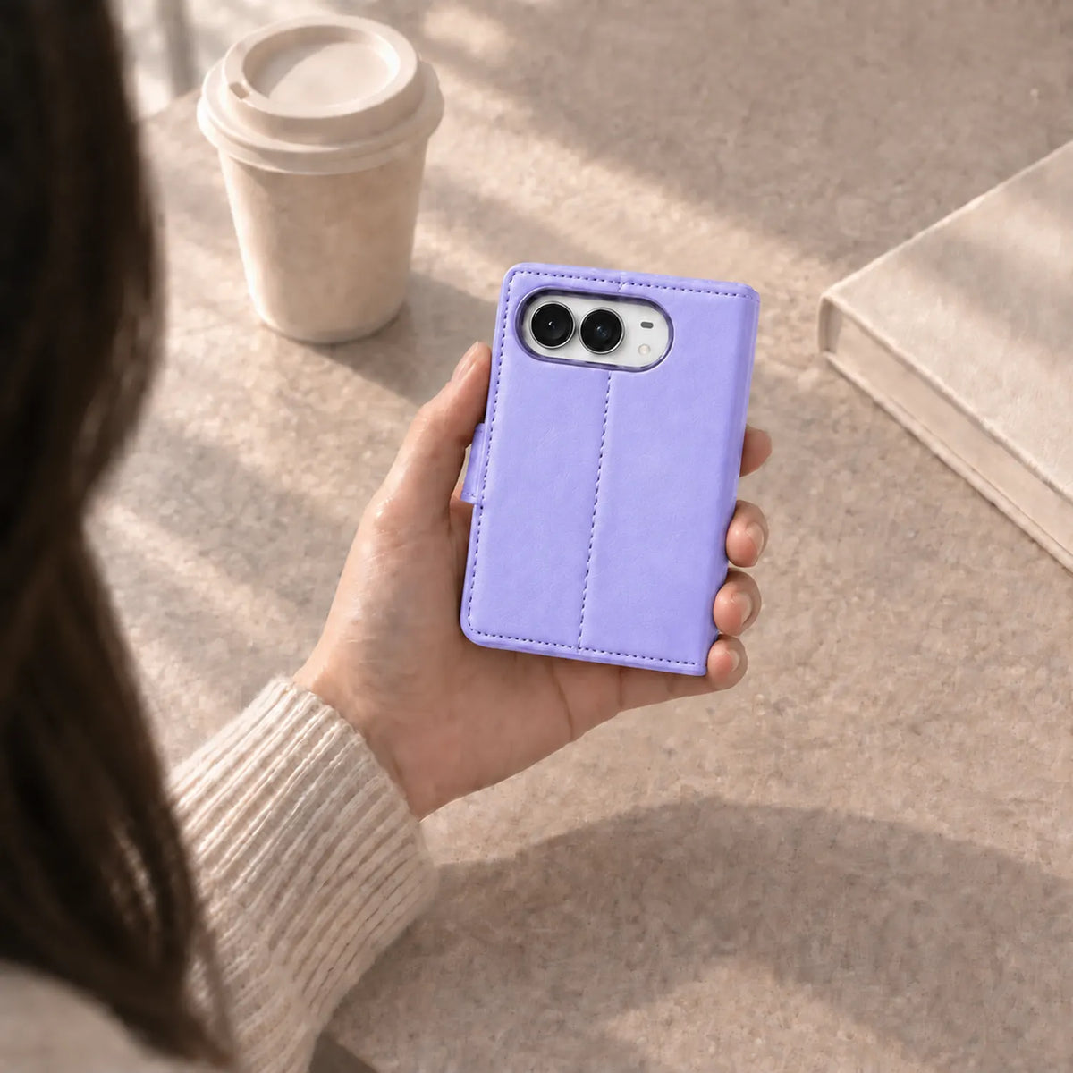iPhone Duo Magnetic Detachable Leather Wallet Case Purple