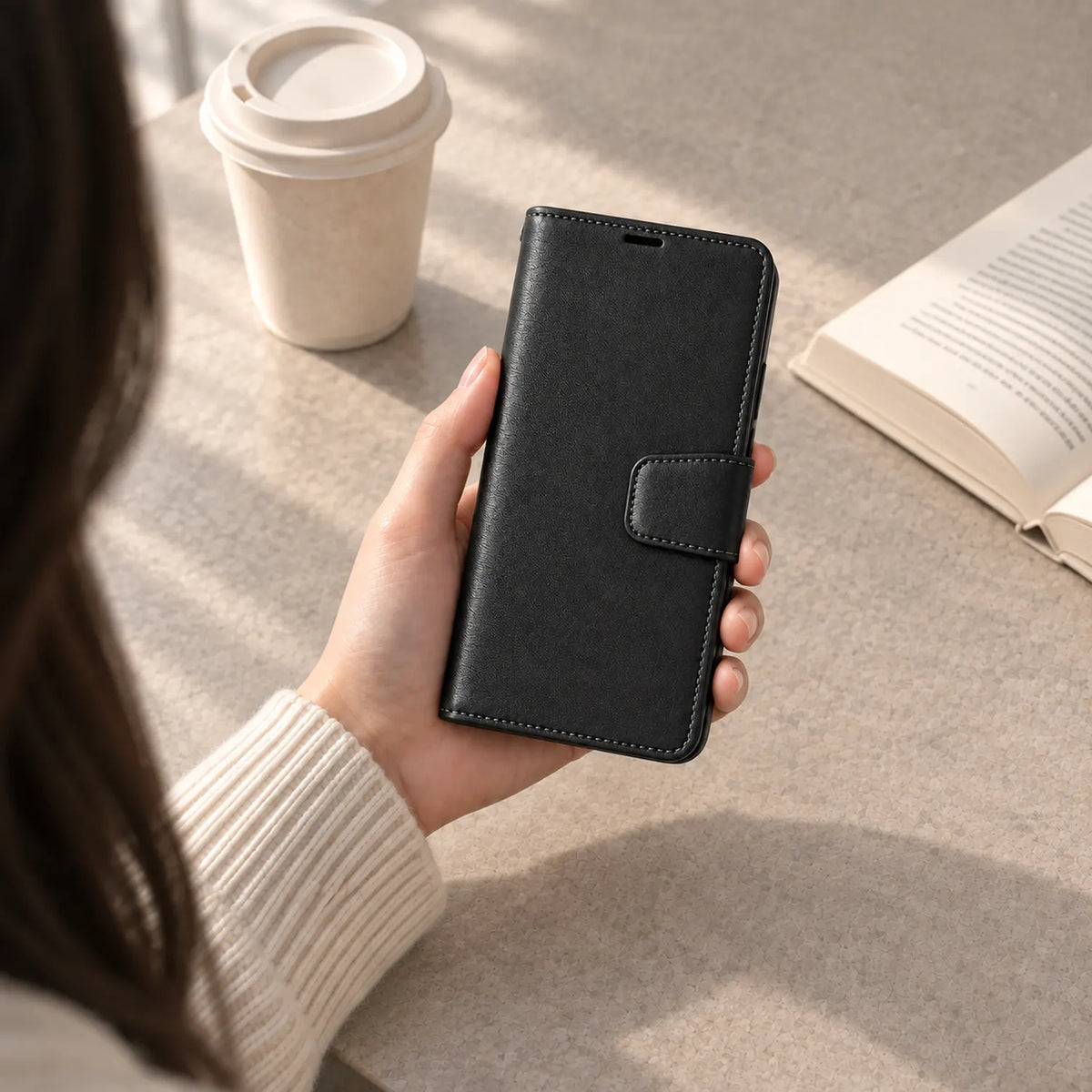 Samsung Galaxy S26 FE Flip Leather Wallet Case - Black