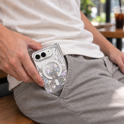 iPhone Duo Liquid Glitter MagSafe Case Silver