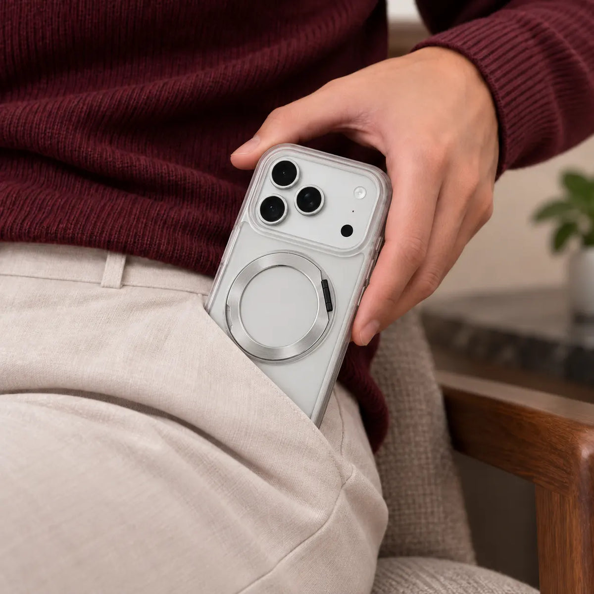 360 Degree Rotatable Ring Kickstand Case White