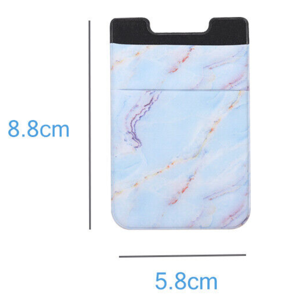 Adhesive Credit Card Holder with Double Pocket - Blue Marble