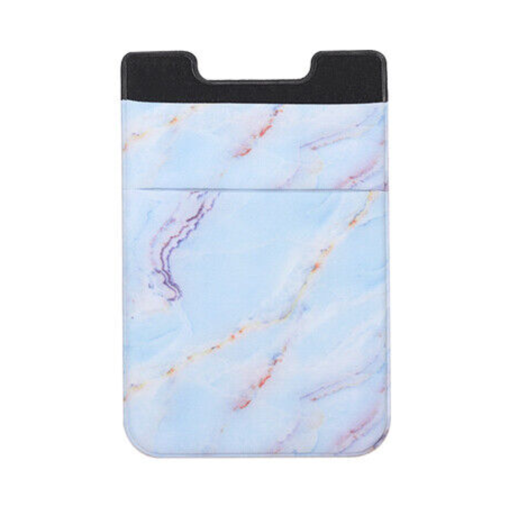 Adhesive Credit Card Holder with Double Pocket - Blue Marble