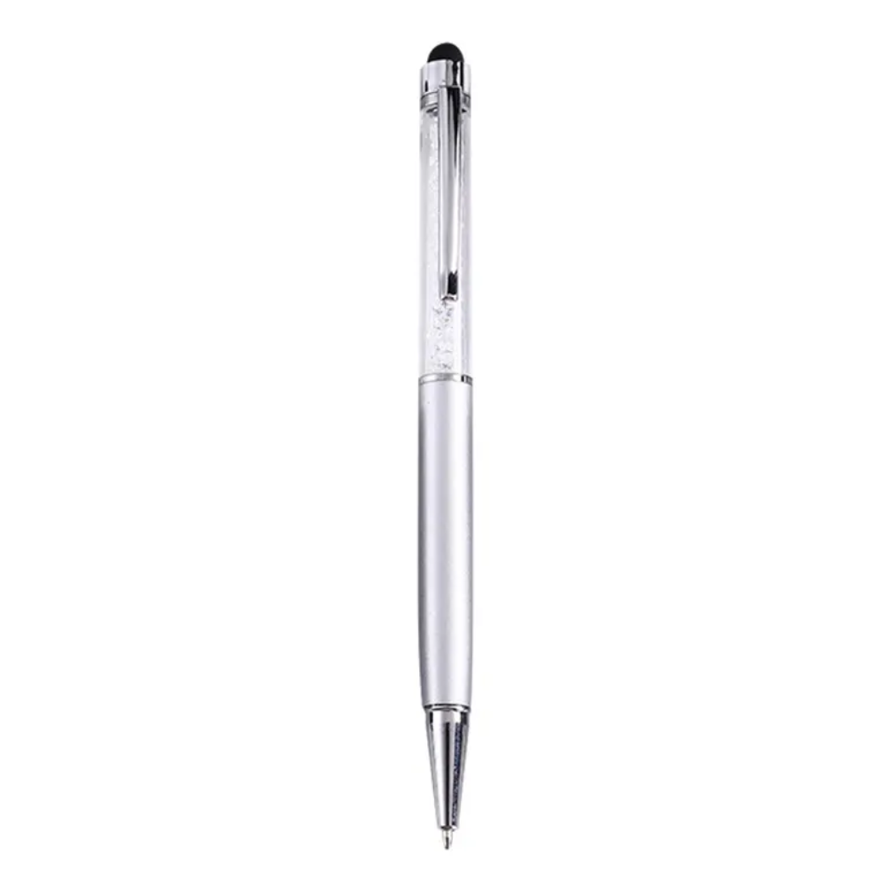 2 in 1 Crystal Stylus Ballpoint Pen White