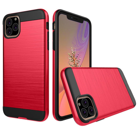 iPhone 11 Pro Brushed Hybrid Heavy Duty Tough Case - Red