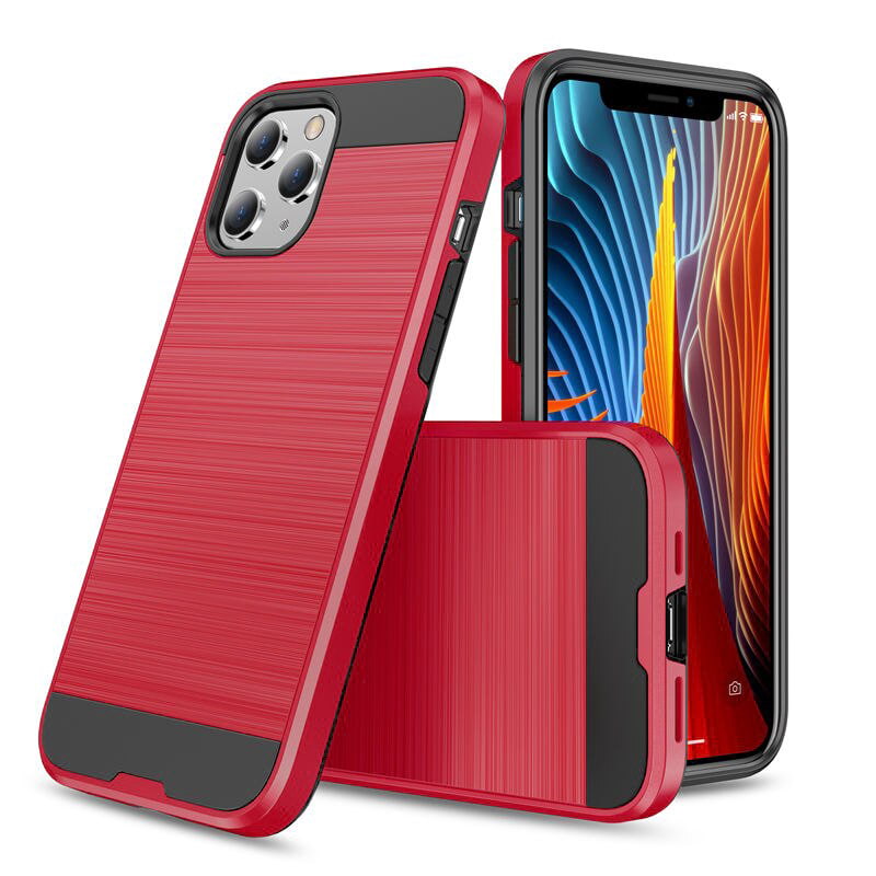 iPhone 12 mini Brushed Hybrid Heavy Duty Tough Case - Red