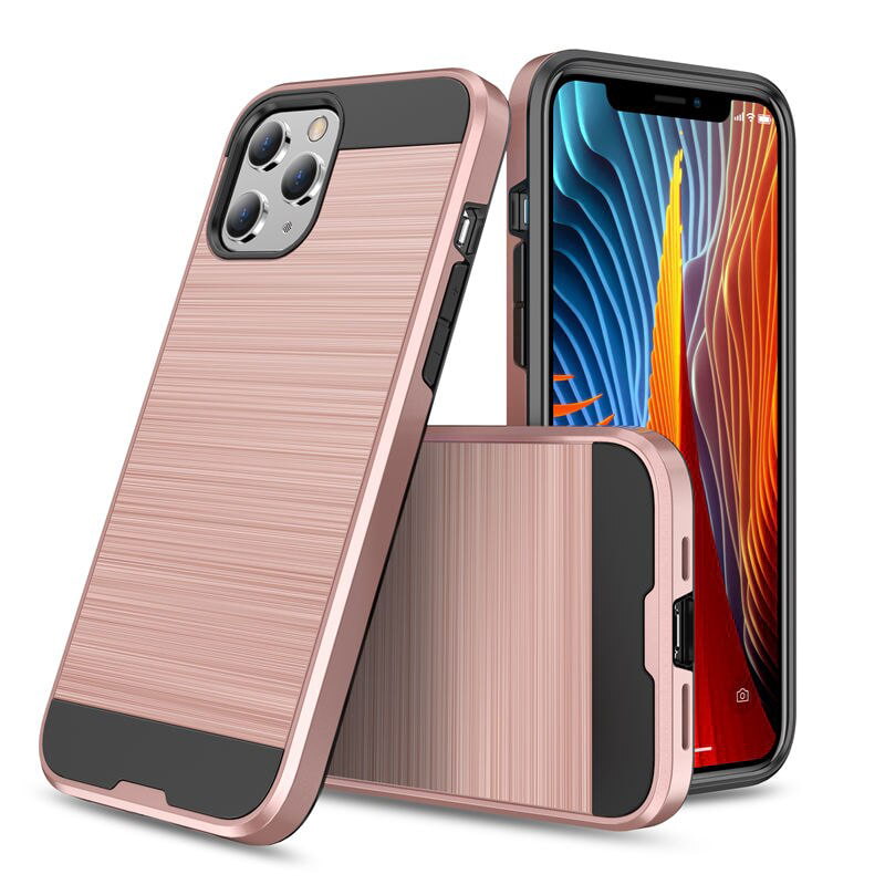 iPhone 12 mini Brushed Hybrid Heavy Duty Tough Case - Rose Gold