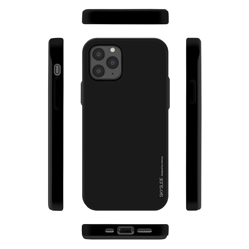 iPhone 12 Pro Max Mercury Goospery Sky Slide Bumper Case with Card Holder - Black