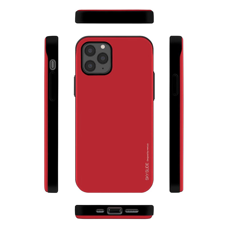 iPhone 12 Pro Max Mercury Goospery Sky Slide Bumper Case with Card Holder - Red