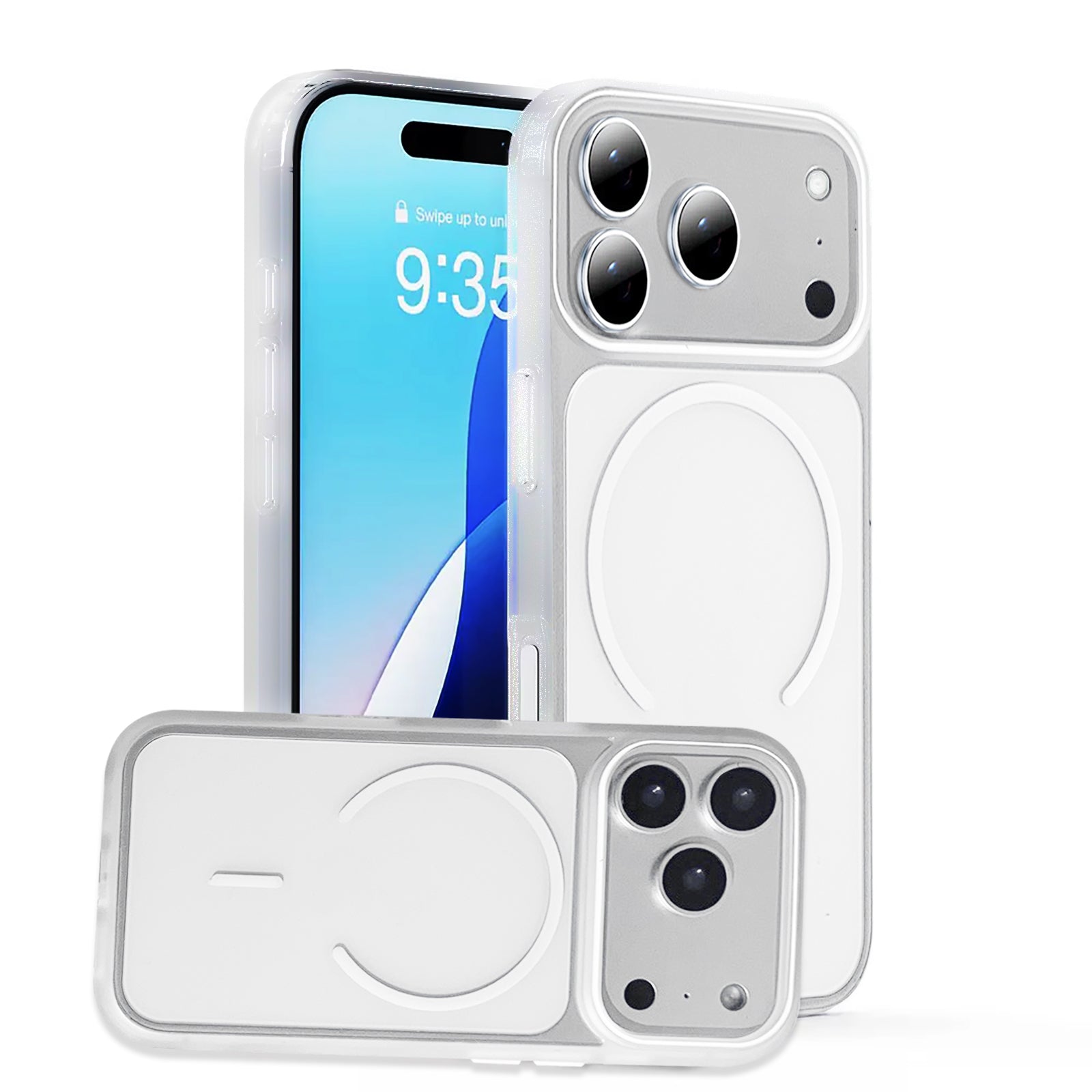 iPhone 17 Pro Transparent Magnetic Matte Protective case-Clear White