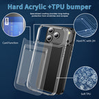 iPhone 17 Pro Max Shockproof Hard Card Holder Back Case Clear