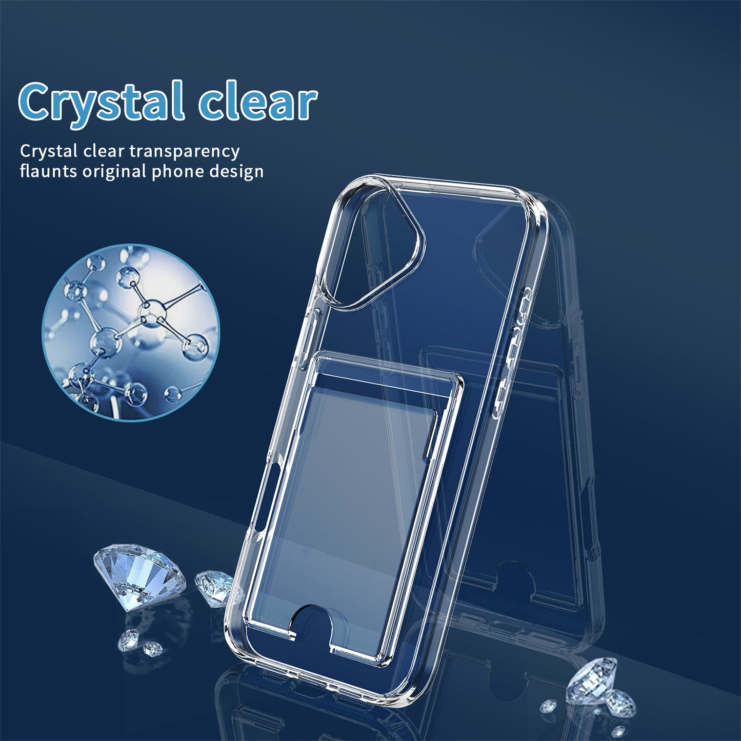 iPhone 17 Shockproof Hard Card Holder Back Case Clear