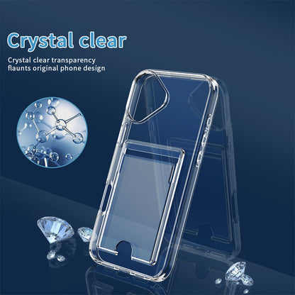iPhone 17 Shockproof Hard Card Holder Back Case Clear