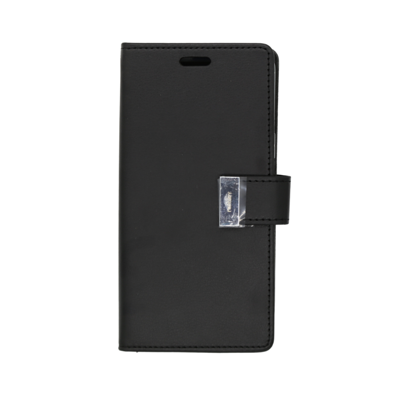 Goospery Silver Buckle Flip Leather Wallet Case iPhone XS Max Black