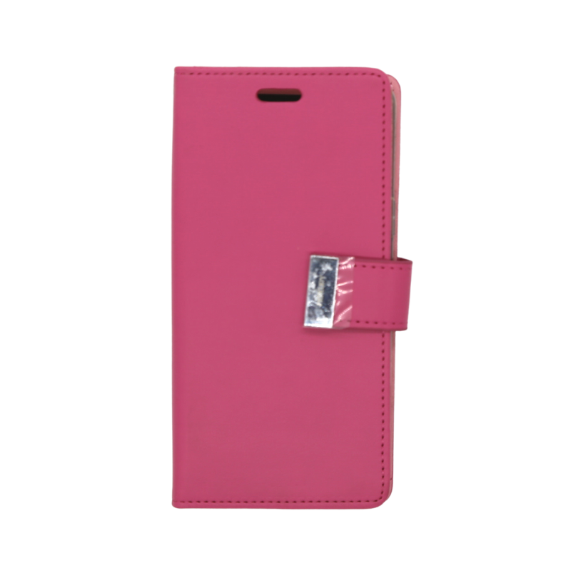 Goospery Silver Buckle Flip Leather Wallet Case iPhone X/XS Dark Pink