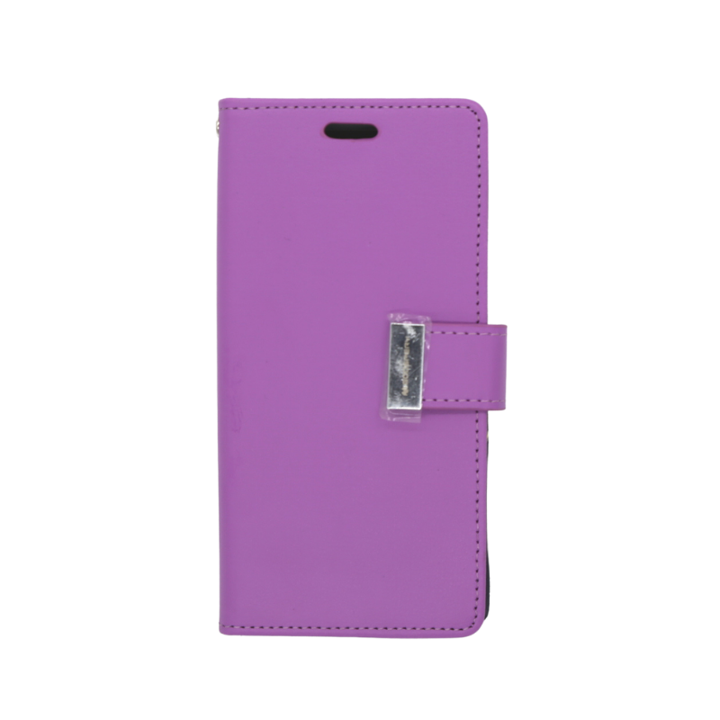 Goospery Silver Buckle Flip Leather Wallet Case iPhone XS Max Purple