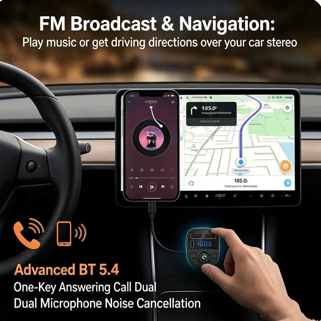 C1 Bluetooth Dual USB Car Charger Black
