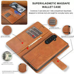 Nebula iPhone 16 Magnetic Detachable Leather Wallet Case Brown