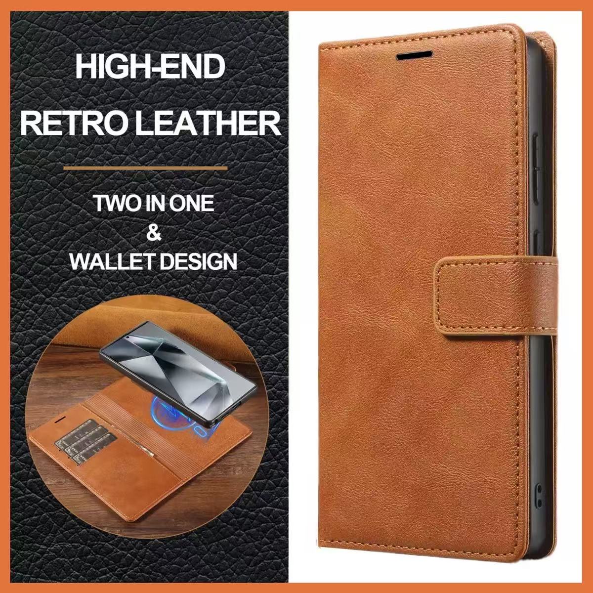 Nebula iPhone 16 Magnetic Detachable Leather Wallet Case Brown