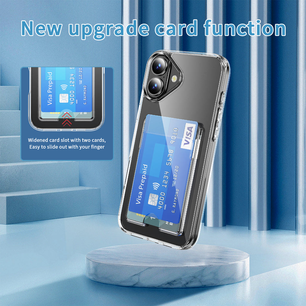 iPhone 17 Shockproof Hard Card Holder Back Case Clear