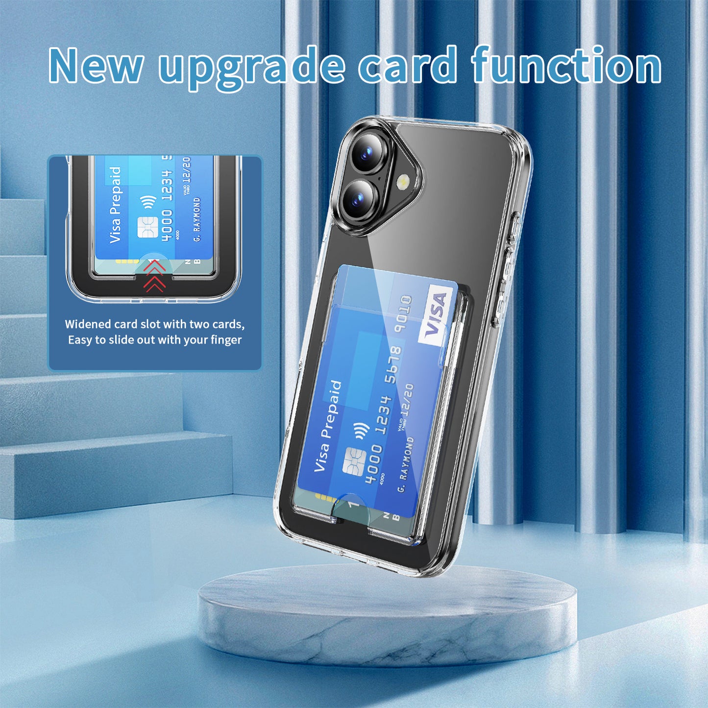 iPhone 17 Shockproof Hard Card Holder Back Case Clear