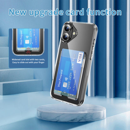 iPhone 17 Shockproof Hard Card Holder Back Case Clear