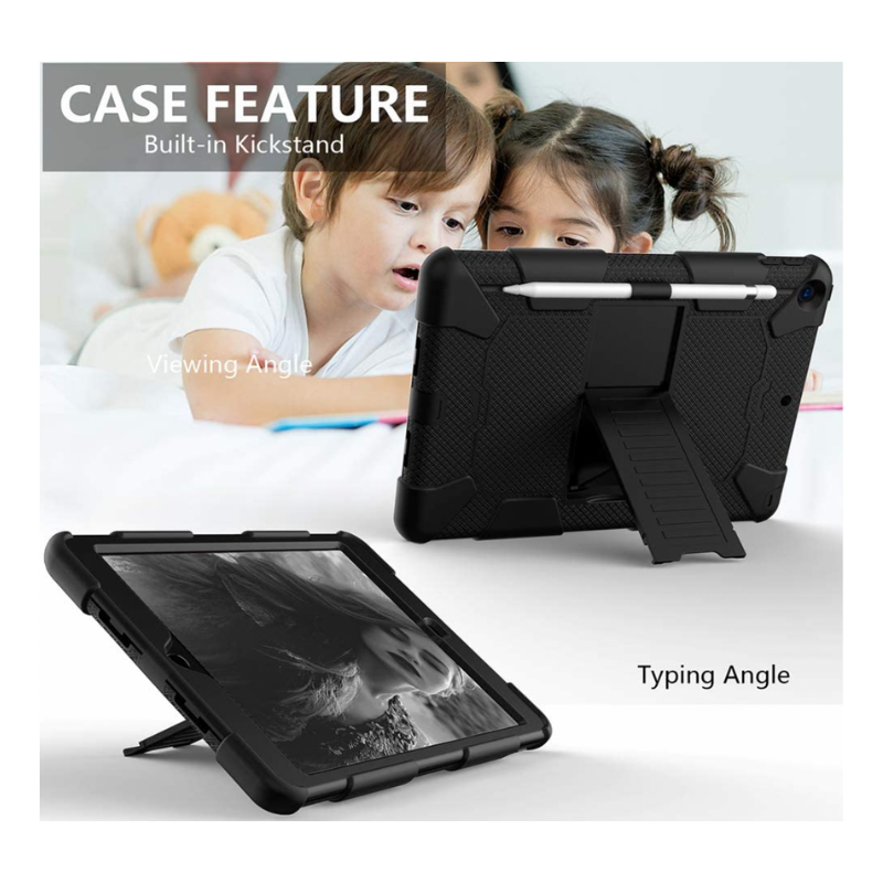 iPad 10.2 inch Shockproof Hard Case with Pencil Holder Black