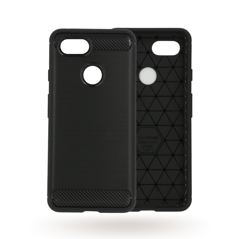 Google Pixel3 Slim Carbon Fibre Shockproof Rugged Case Cover Black