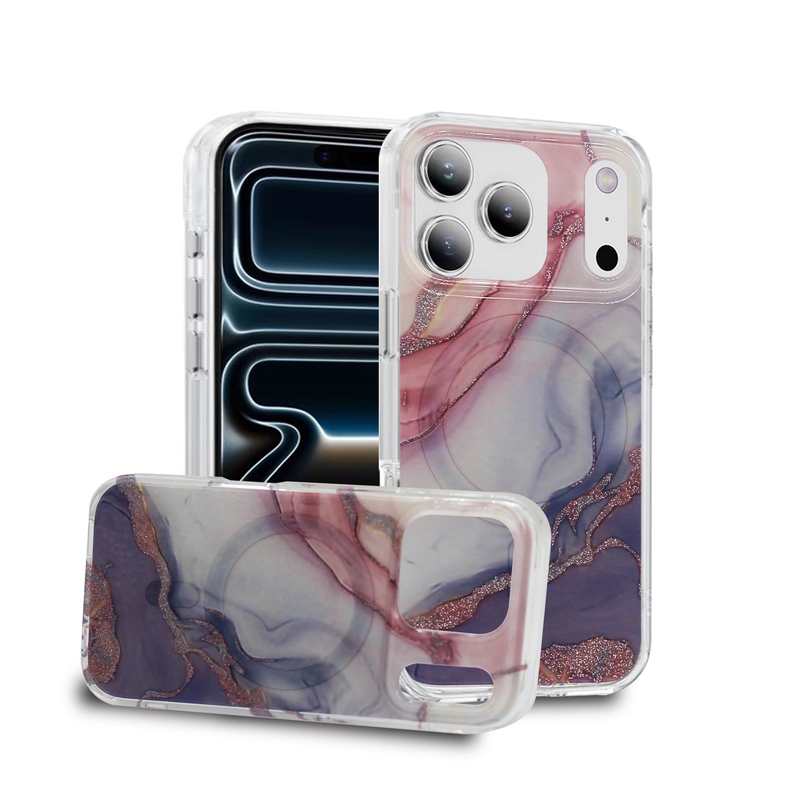 iPhone Magsafe Pattern Rose Marble Case - iPhone 17 Series