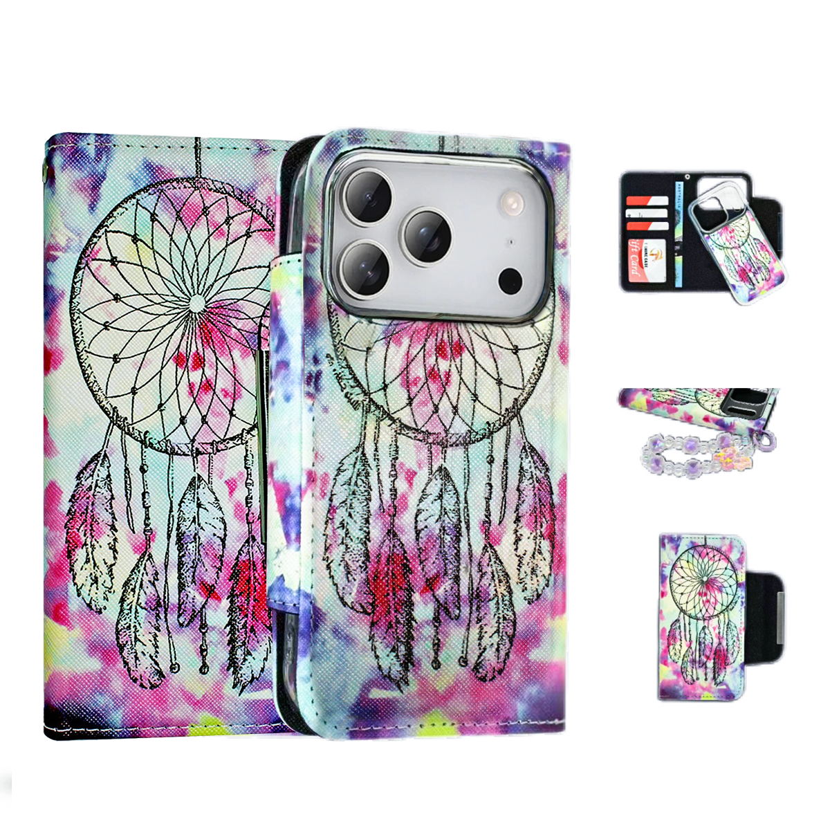 Magnetic Wallet Case Dream Catcher - iPhone Cases