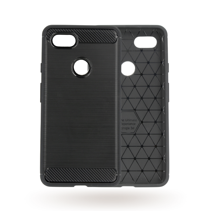 Google Pixel3 XL Slim Carbon Fibre Shockproof Rugged Case Cover Black