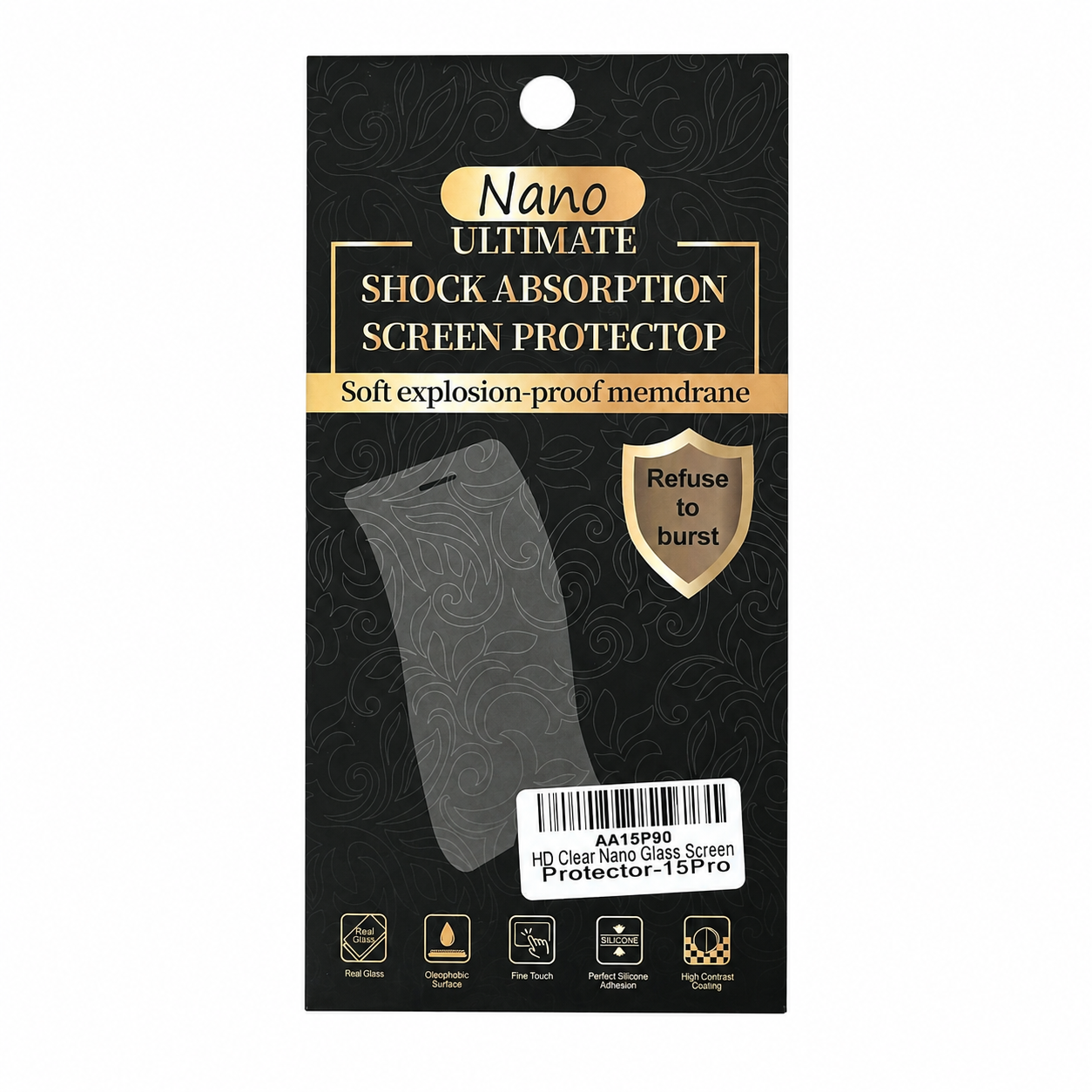 HD Clear Nano Glass Screen Protector for iPhone 15 Pro Max