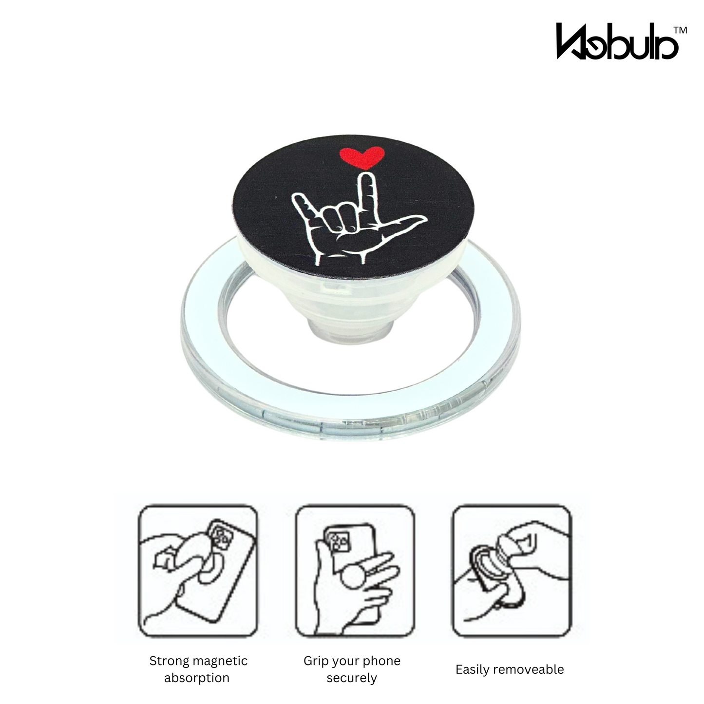 GripPro Magnetic Phone Ring Rock'n'Roll Heart