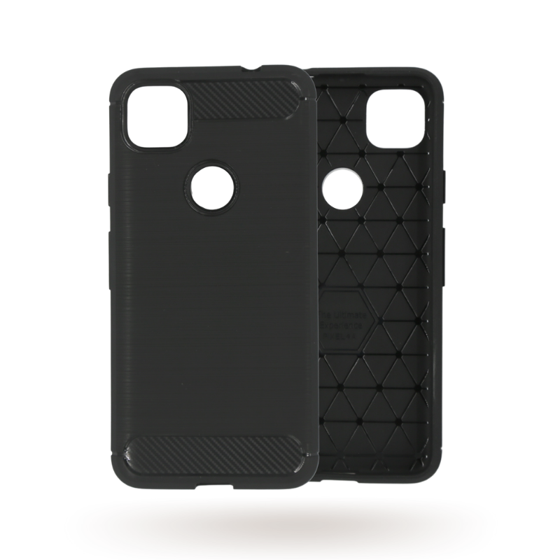 Google Pixel4a Slim Carbon Fibre Shockproof Rugged Case Cover Black