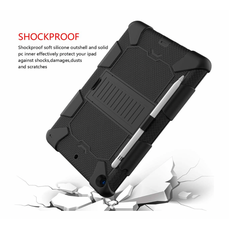 iPad 10.2 inch Shockproof Hard Case with Pencil Holder Black