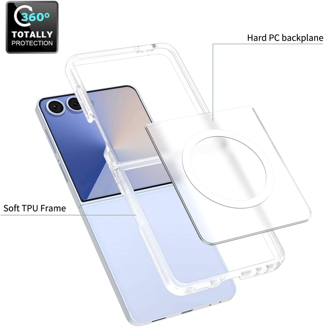 Samsung Galaxy Z Flip 7 Magnetic Back Cover Case Clear