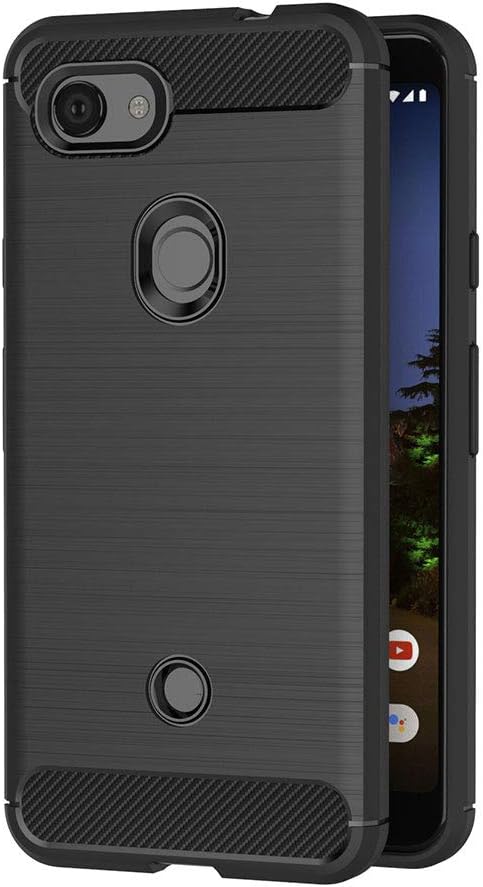 Google Pixel3a Slim Carbon Fibre Shockproof Rugged Case Cover Black