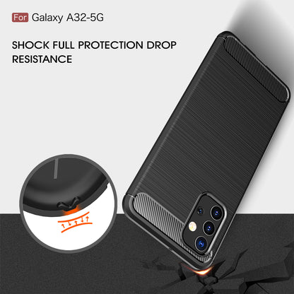 Samsung A32 5G Slim Carbon Fibre Shockproof Rugged Case Cover Black