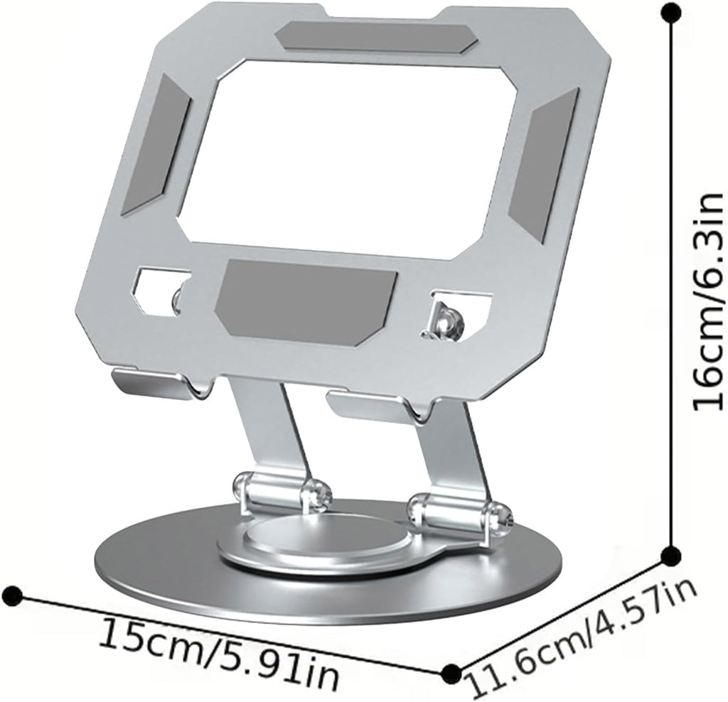 360 degree Rotatable  Multi-Function Metal Laptop & Phone Stand Silver