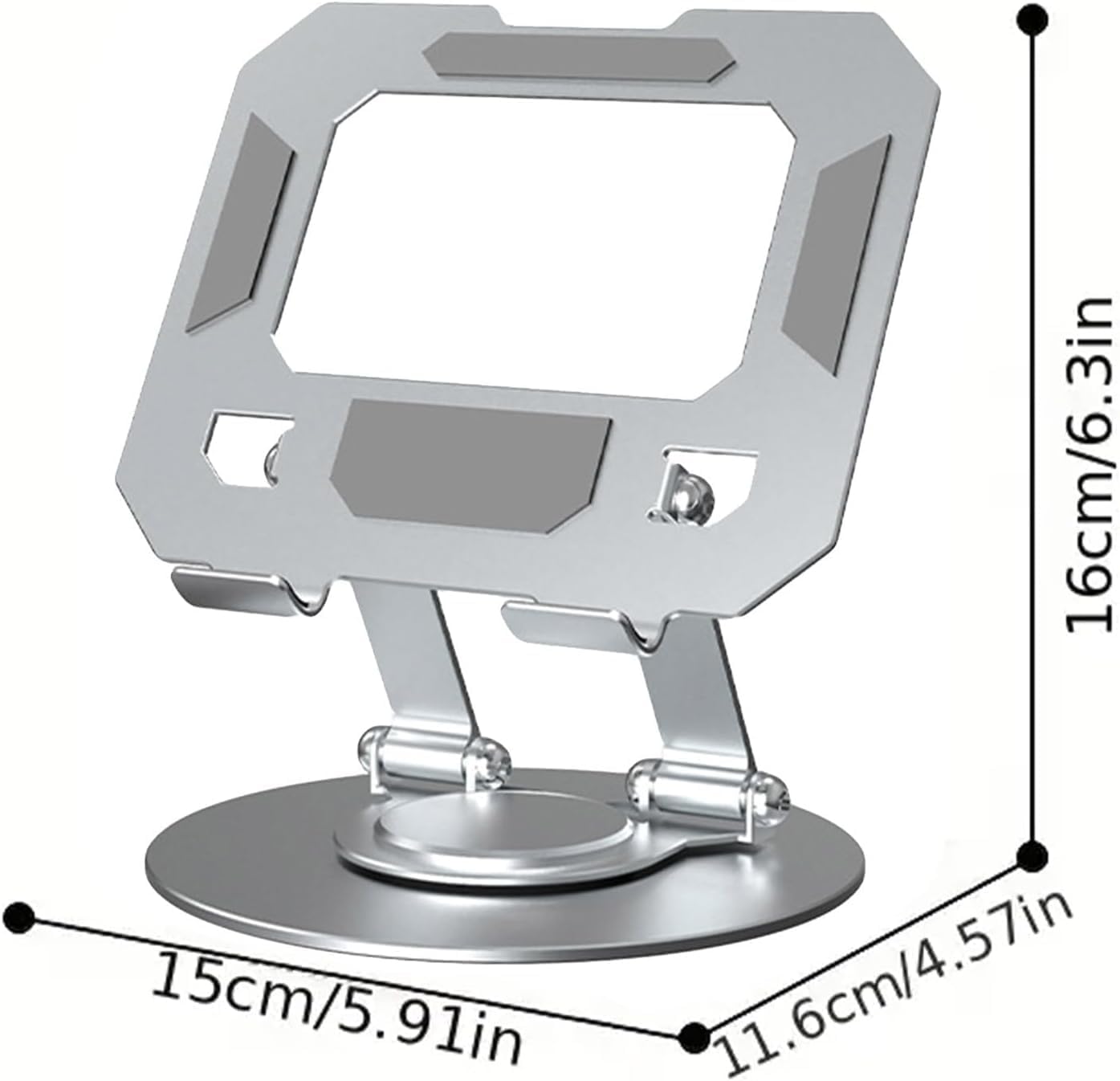360 degree Rotatable  Multi-Function Metal Laptop & Phone Stand Silver